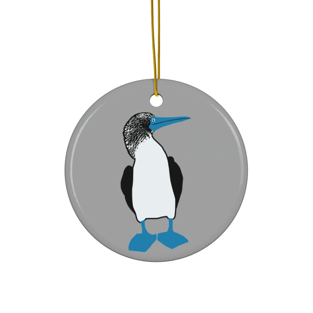 Blue-Footed Booby Ceramic Ornament — Double-Sided Bird Holiday Decoration