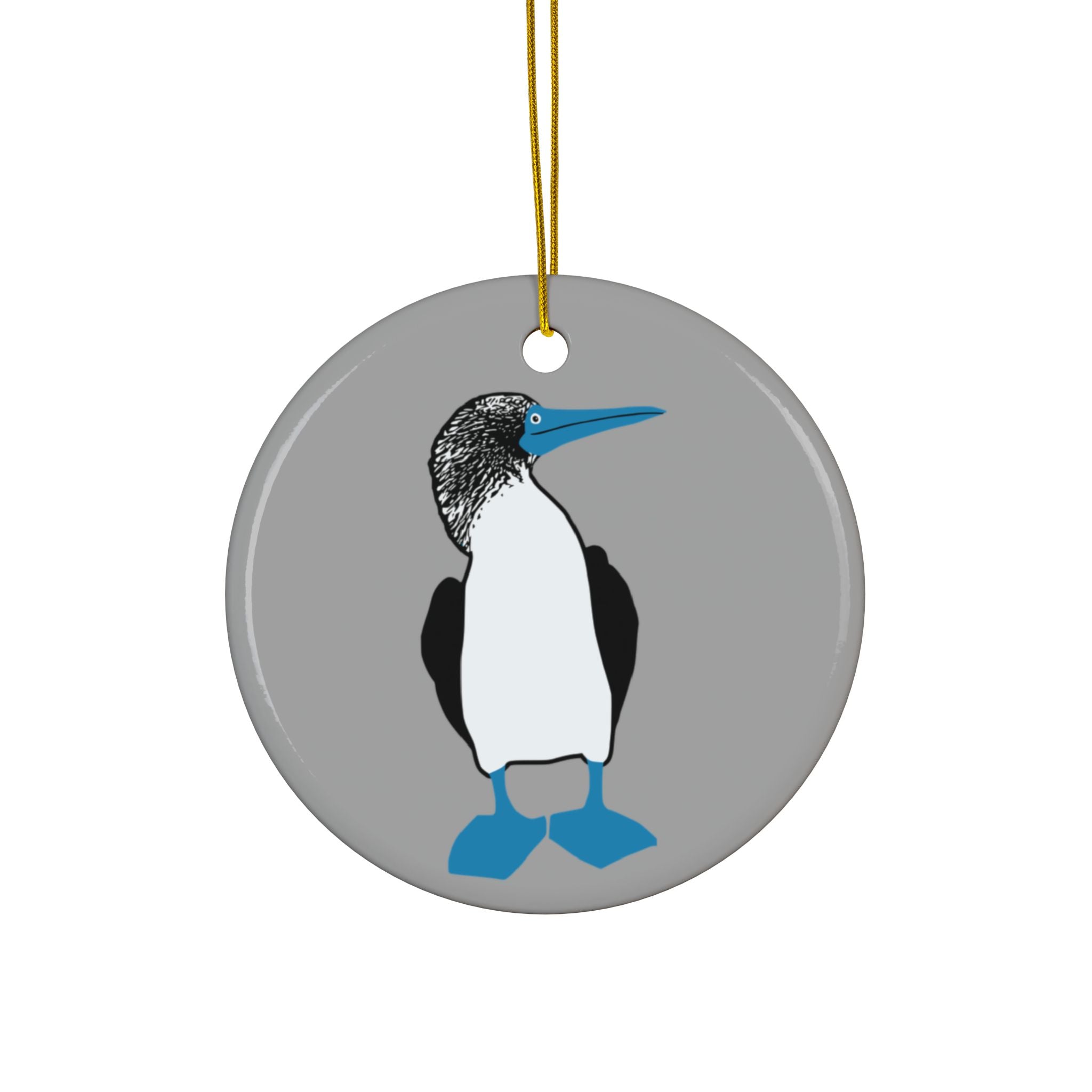Blue-Footed Booby Ceramic Ornament — Double-Sided Bird Holiday Decoration