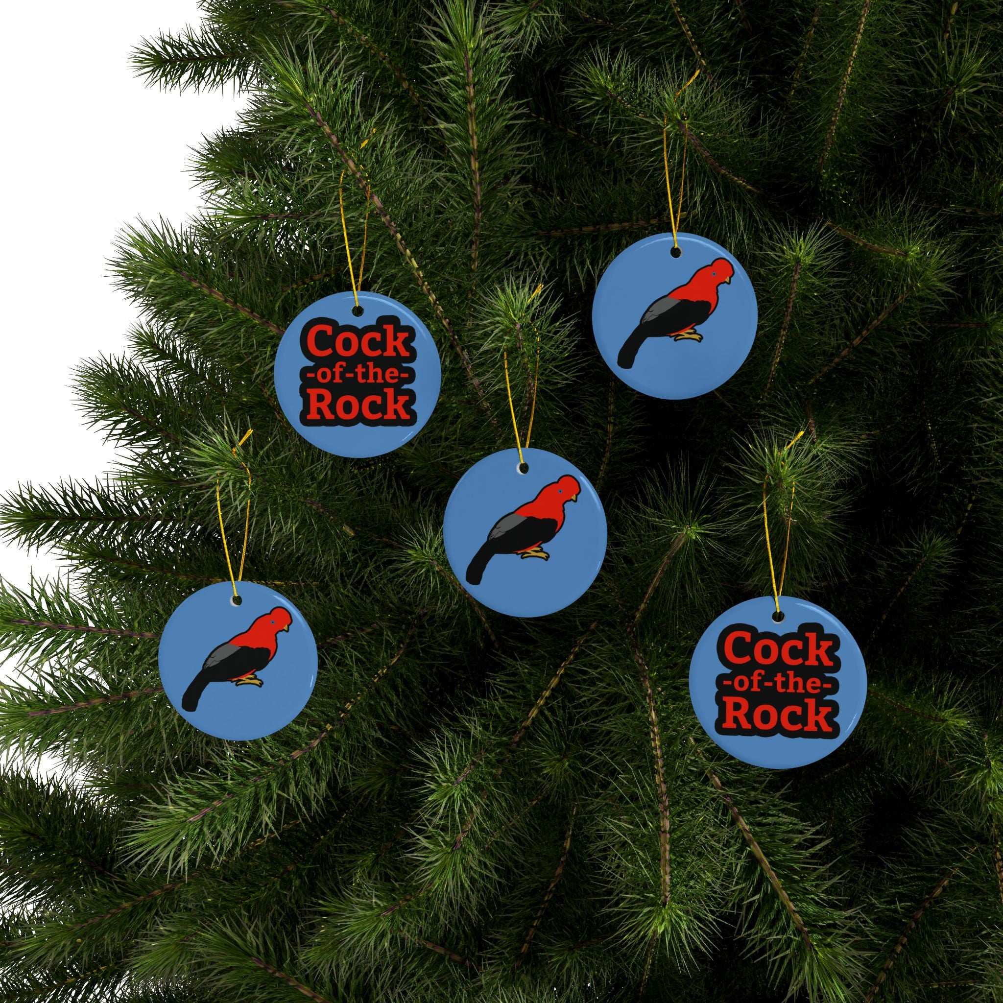 Cock-of-the-Rock Ceramic Ornament — Double-Sided Bird Holiday Decoration