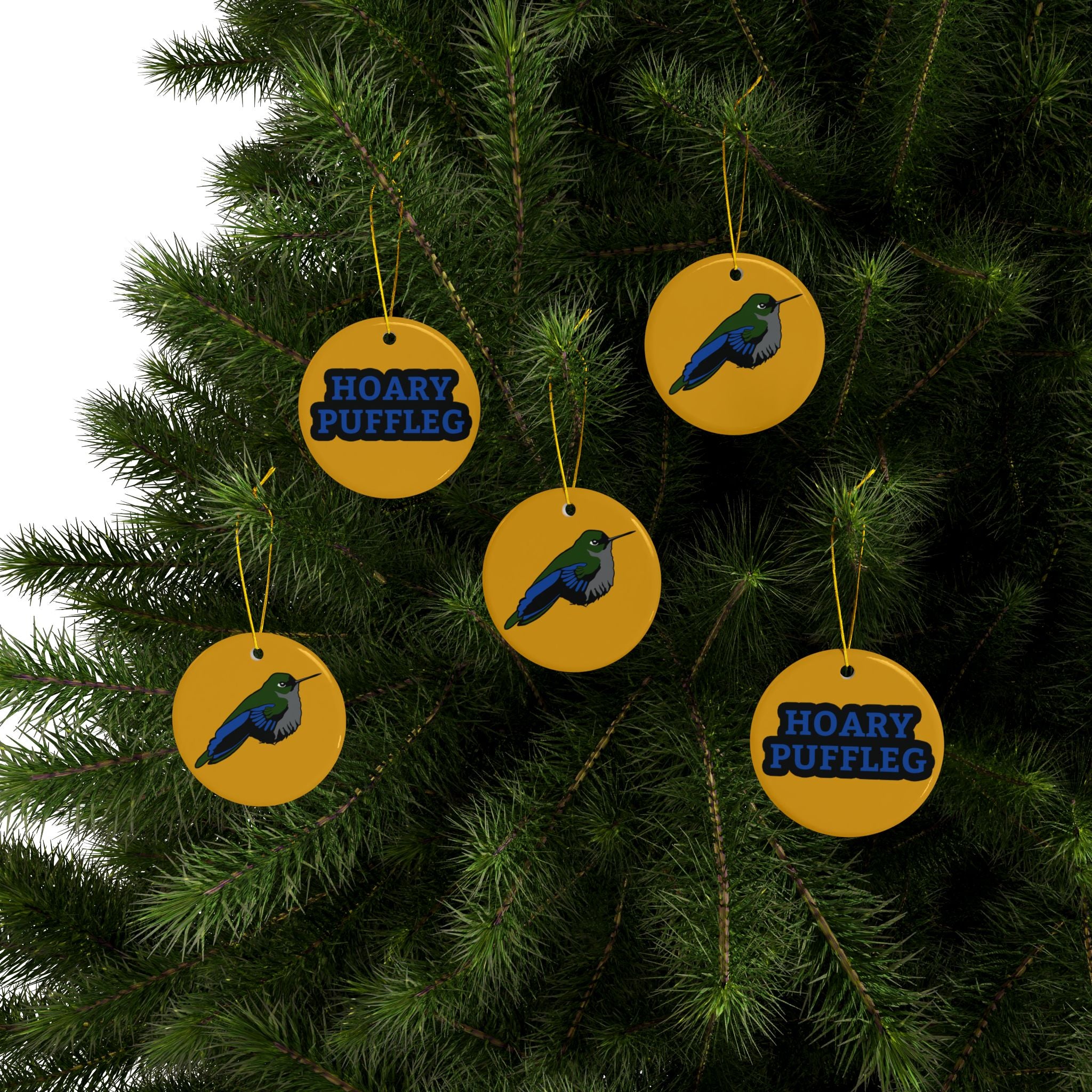 Hummingbird Ceramic Ornament — Double-Sided "Hoary Puffleg" Holiday Decoration