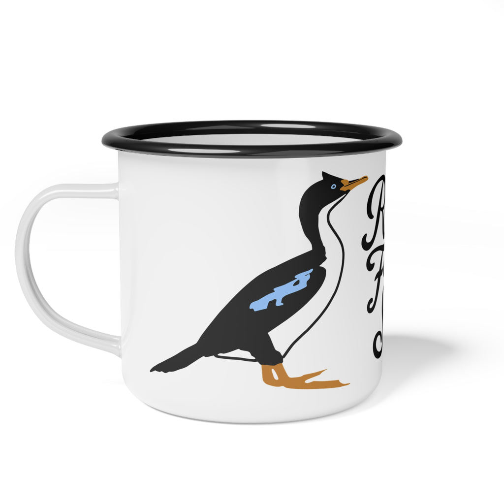 Rough-Faced Shag Enamel Camp Cup — Funny Bird Seabird Camper Mug