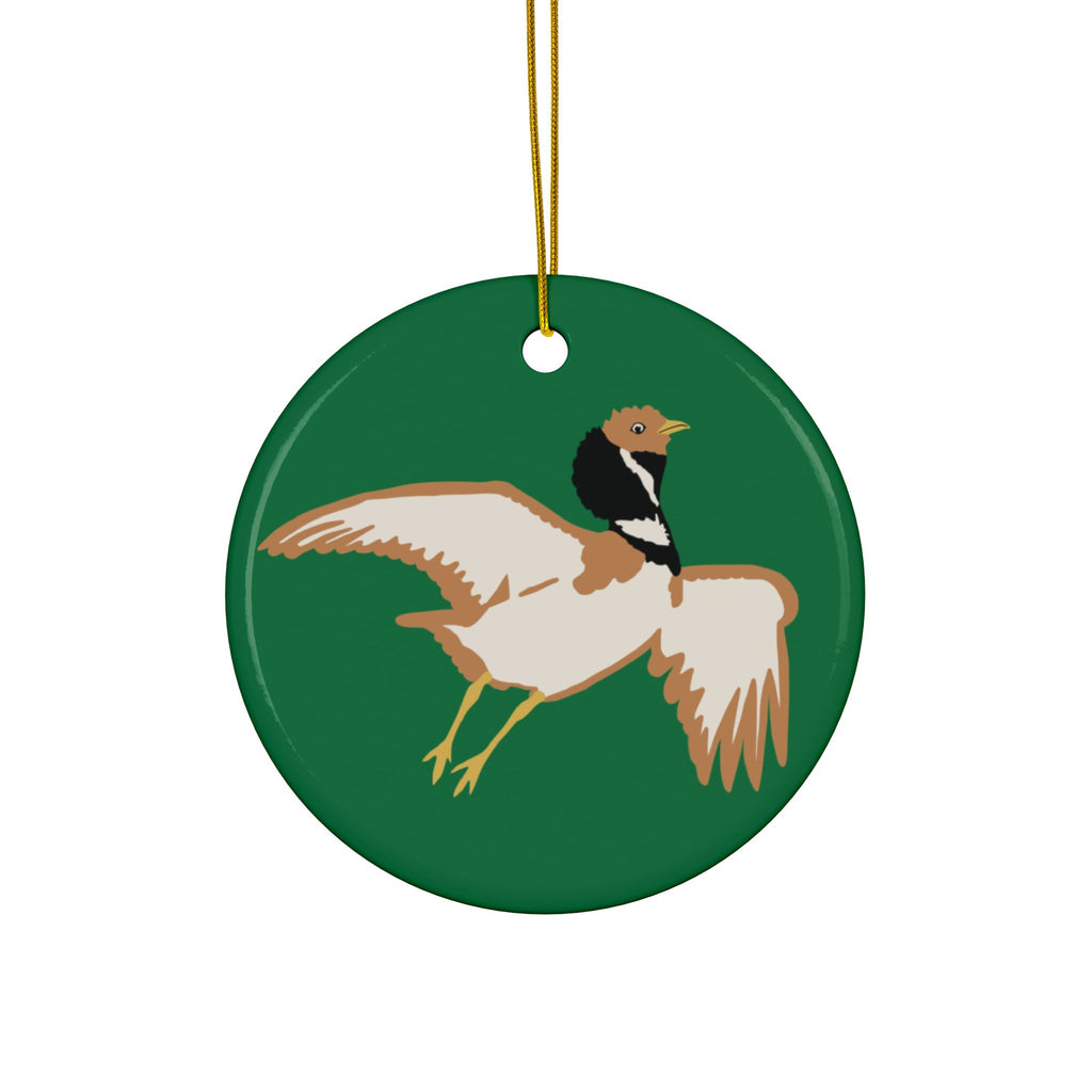 Bustard Bird Ceramic Ornament — Double-Sided “Little Bustard” Holiday Decoration