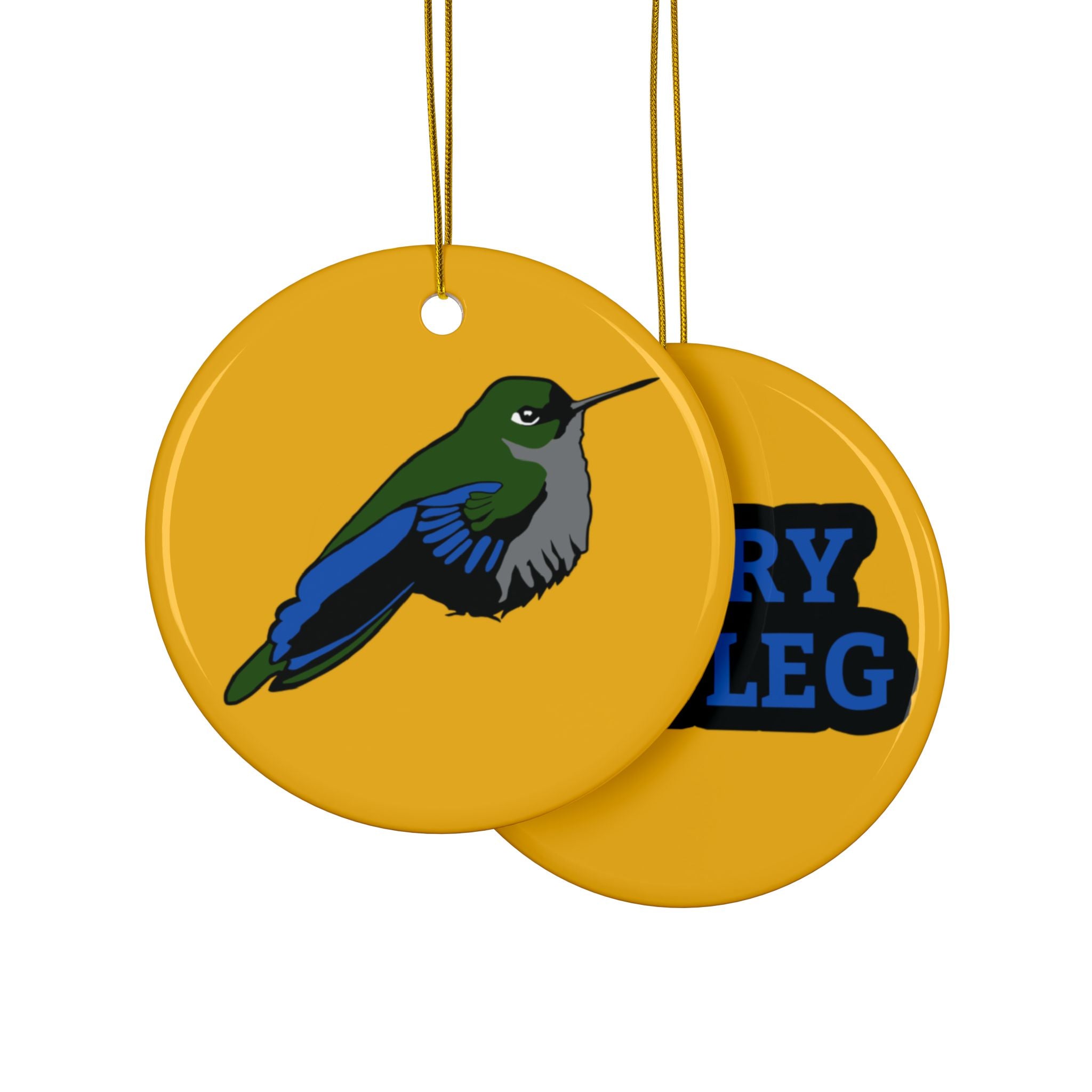 Hummingbird Ceramic Ornament — Double-Sided "Hoary Puffleg" Holiday Decoration