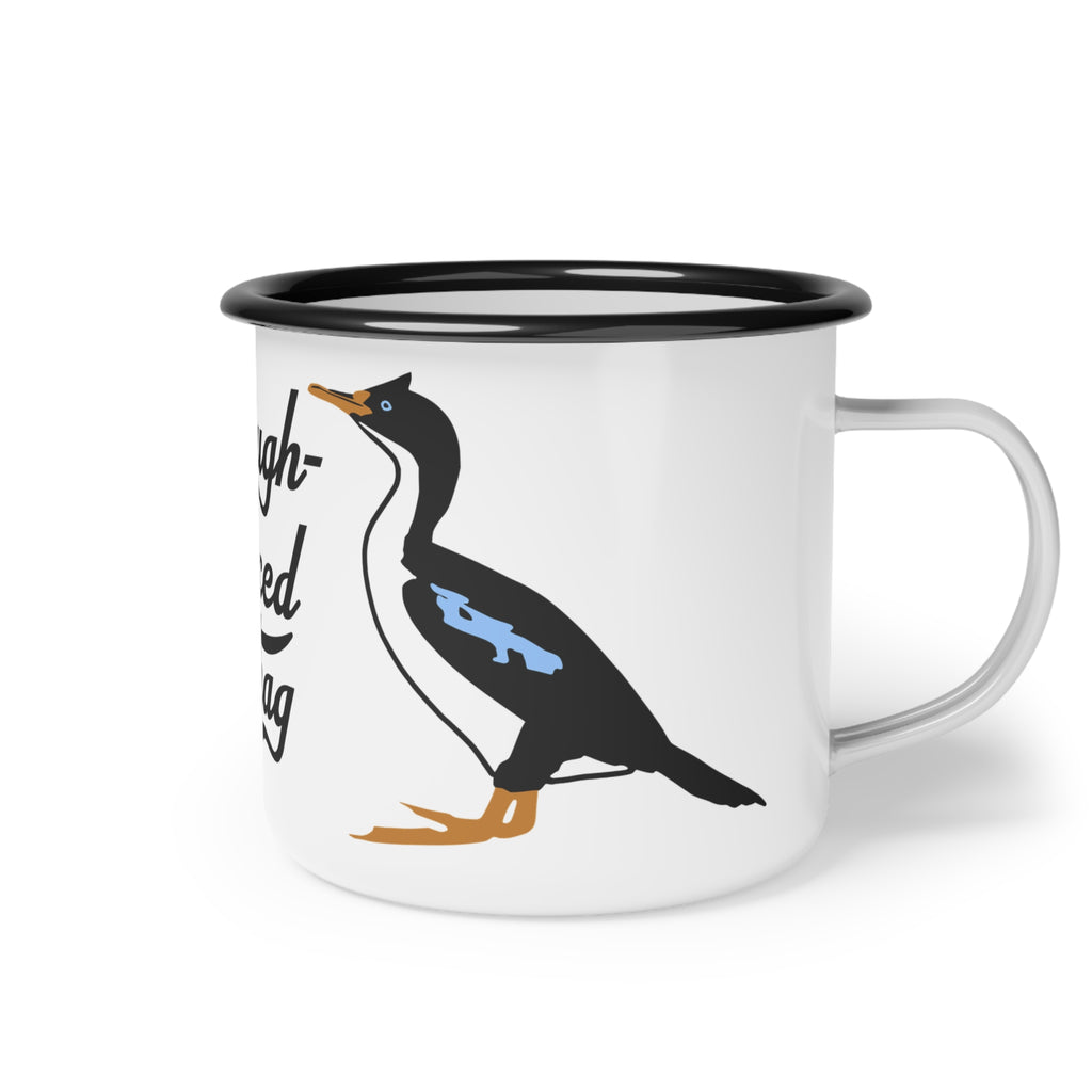 Rough-Faced Shag Enamel Camp Cup — Funny Bird Seabird Camper Mug