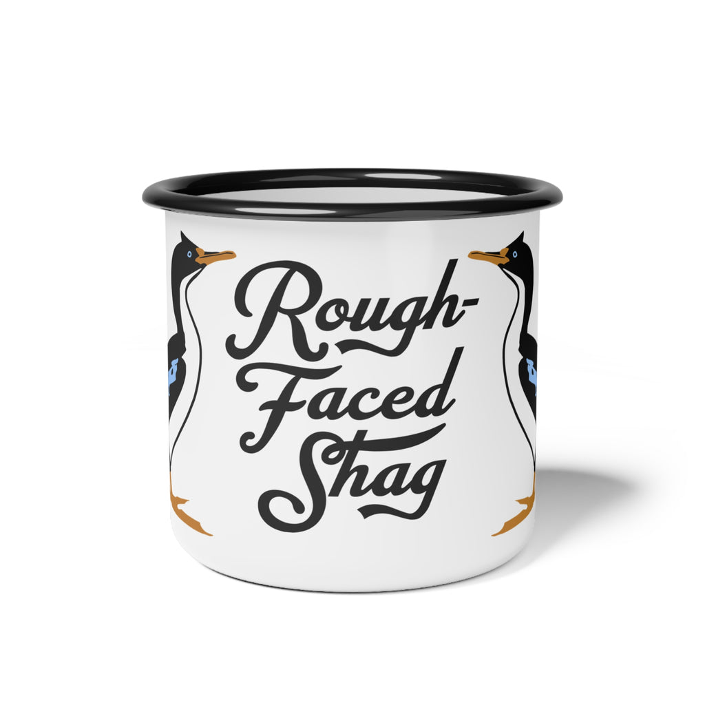 Rough-Faced Shag Enamel Camp Cup — Funny Bird Seabird Camper Mug