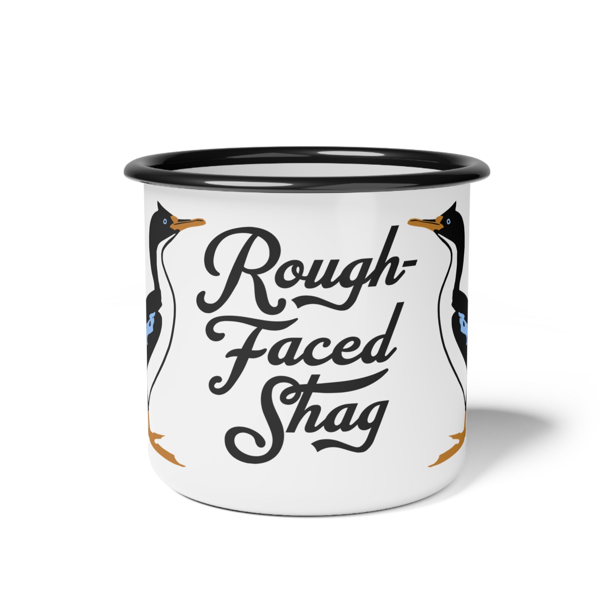 Rough-Faced Shag Enamel Camp Cup — Funny Bird Seabird Camper Mug