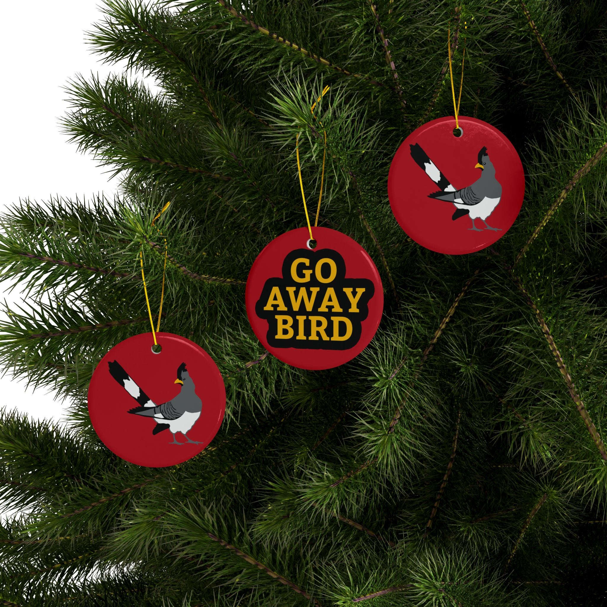 Ceramic Ornament — 'Go Away Bird' Double-Sided Holiday Ornament