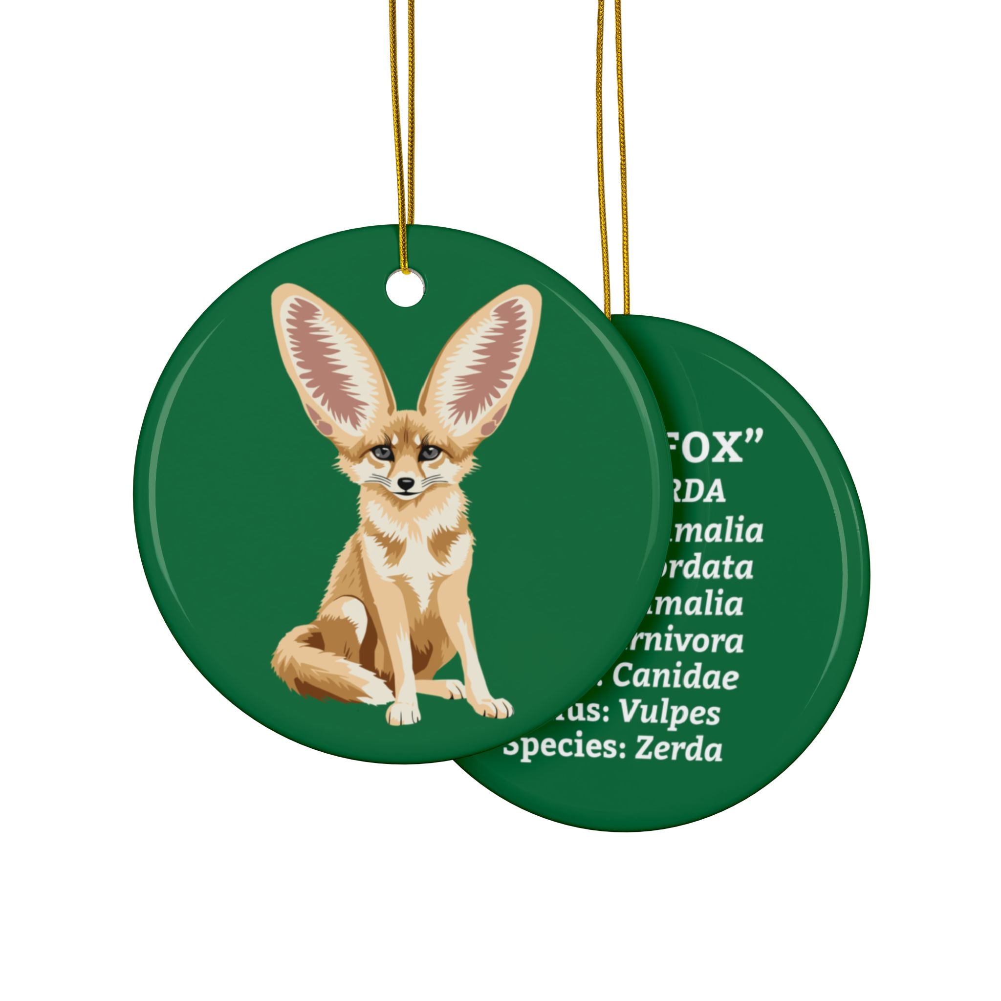 Fennec Fox Ceramic Ornament — Double-Sided Wildlife Holiday Decor