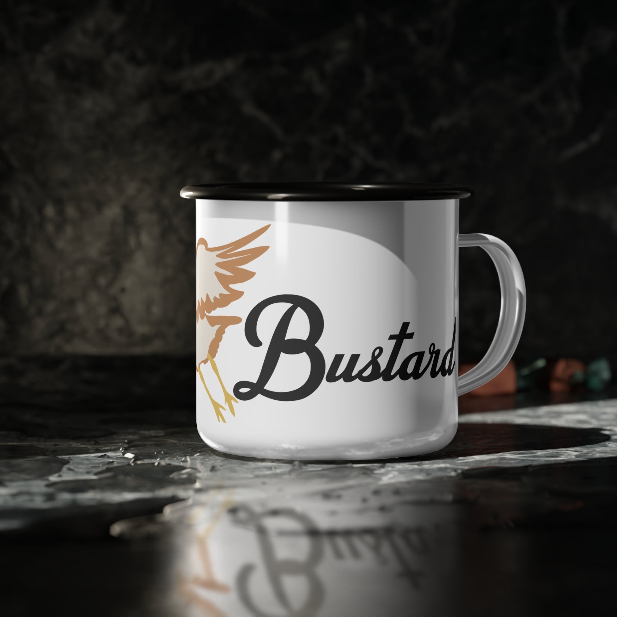 Little Bustard Enamel Camp Cup — Funny Bird Camping Mug