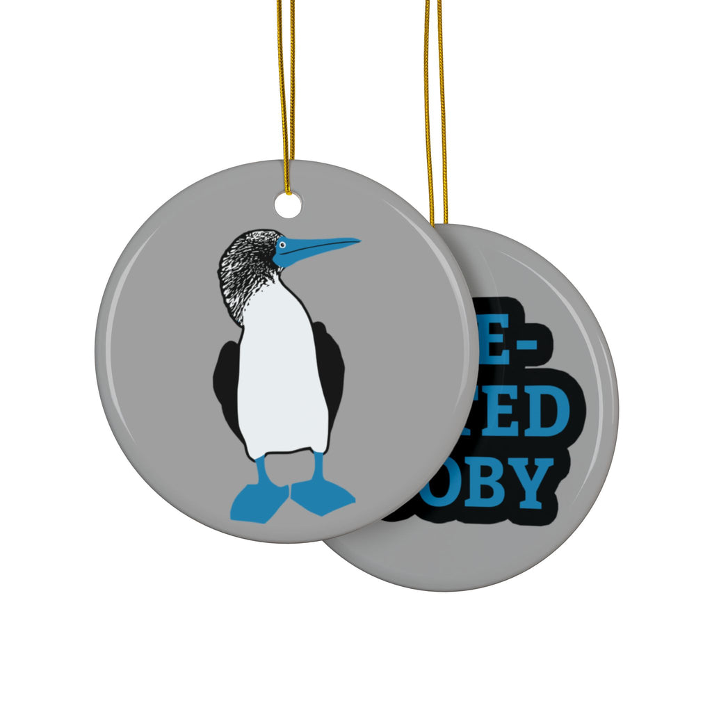 Blue-Footed Booby Ceramic Ornament — Double-Sided Bird Holiday Decoration