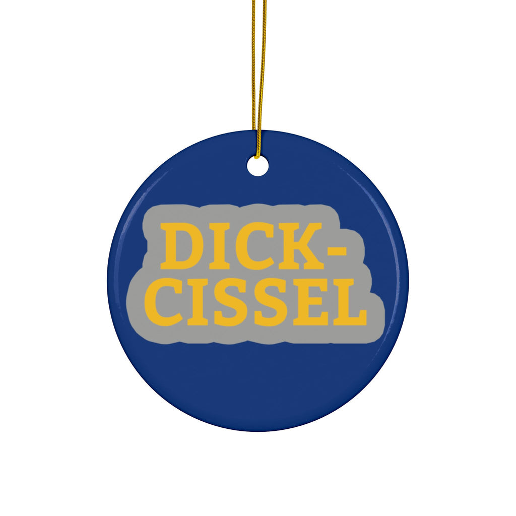 Ceramic Bird Ornament – Double-Sided Dickcissel Design (Round Holiday Tree Decoration)