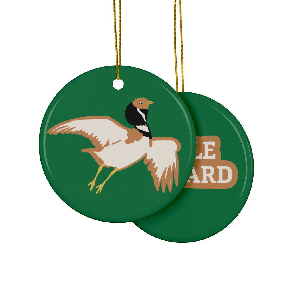 Bustard Bird Ceramic Ornament — Double-Sided “Little Bustard” Holiday Decoration