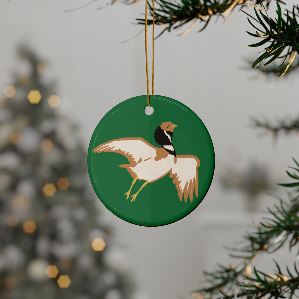 Bustard Bird Ceramic Ornament — Double-Sided “Little Bustard” Holiday Decoration