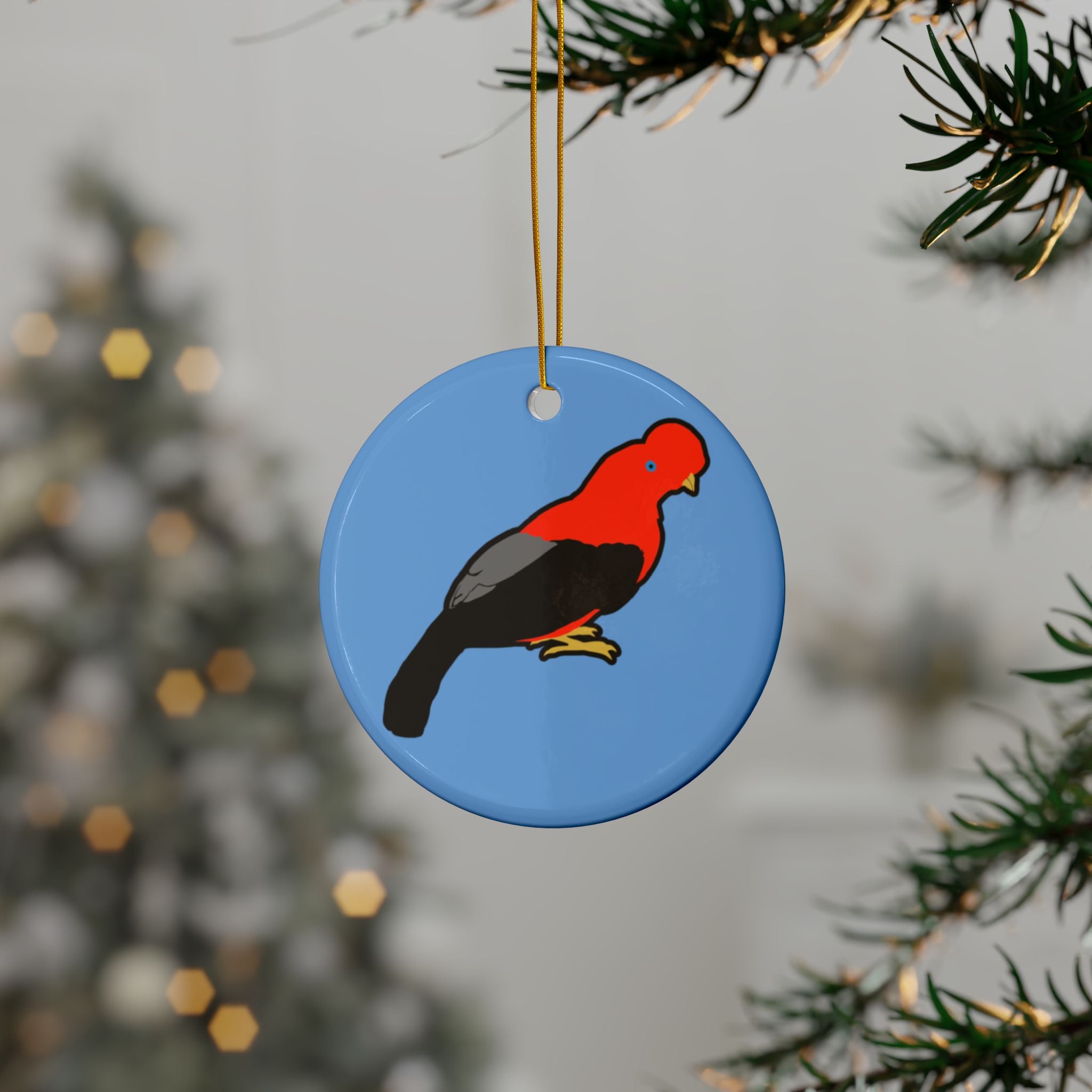 Cock-of-the-Rock Ceramic Ornament — Double-Sided Bird Holiday Decoration