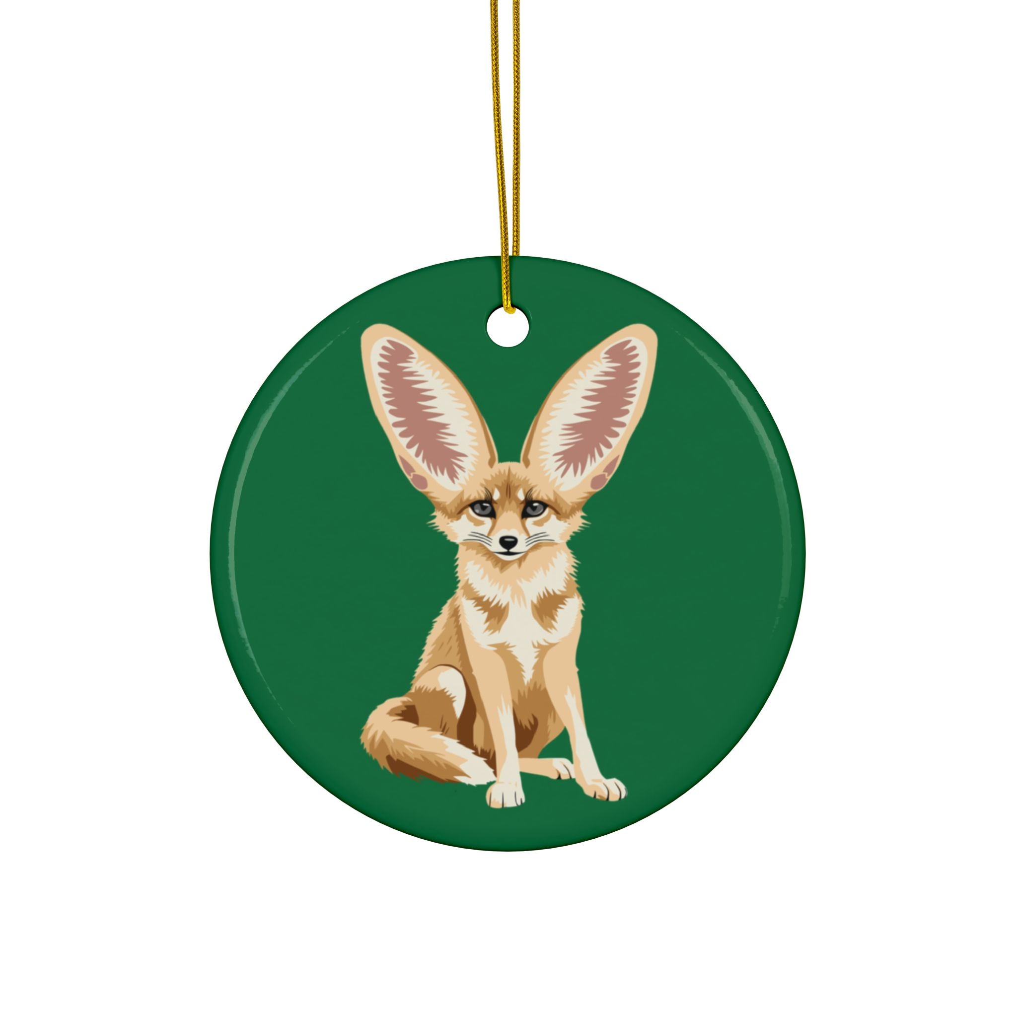 Fennec Fox Ceramic Ornament — Double-Sided Wildlife Holiday Decor