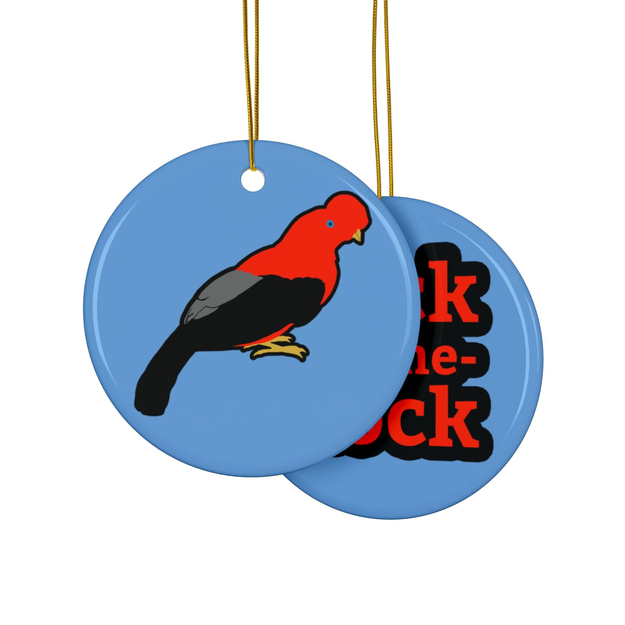 Cock-of-the-Rock Ceramic Ornament — Double-Sided Bird Holiday Decoration