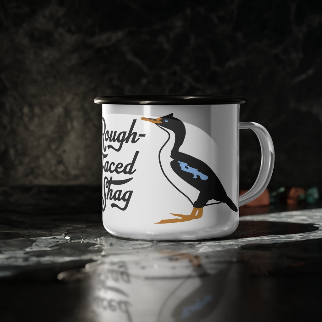 Rough-Faced Shag Enamel Camp Cup — Funny Bird Seabird Camper Mug
