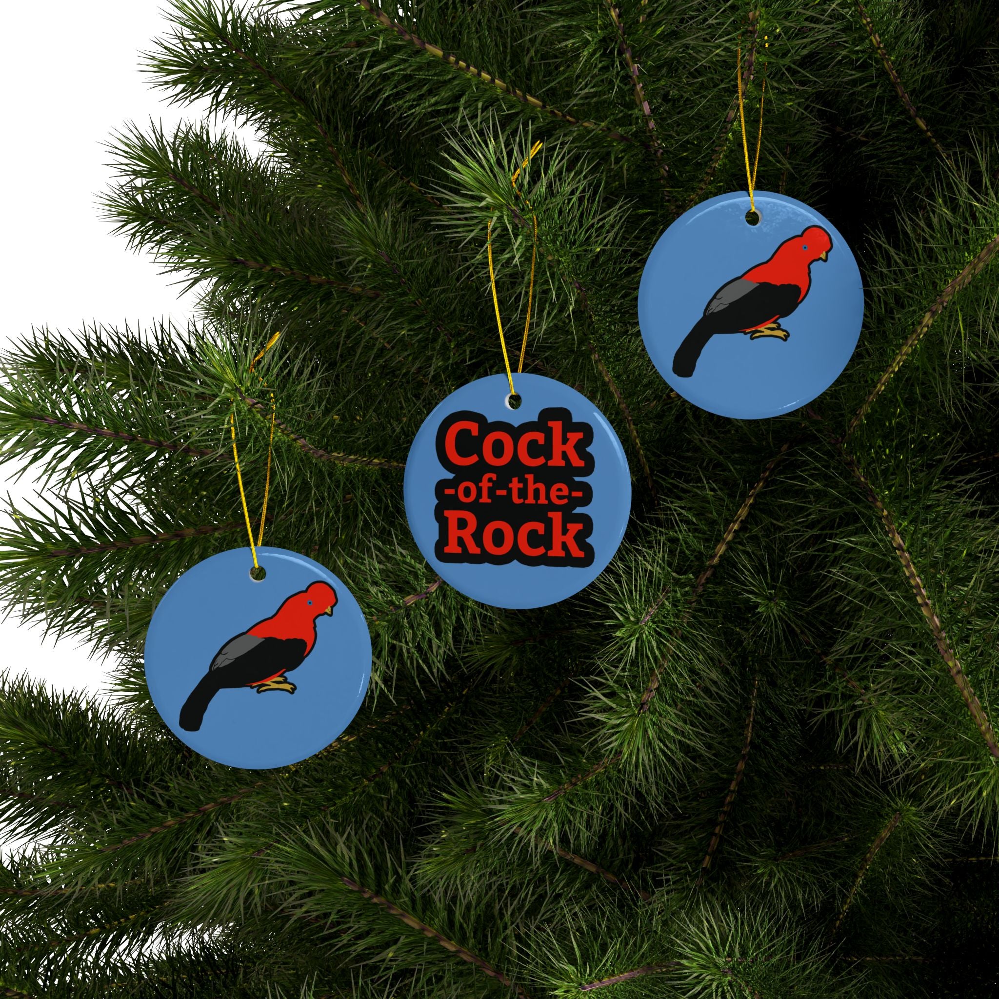 Cock-of-the-Rock Ceramic Ornament — Double-Sided Bird Holiday Decoration