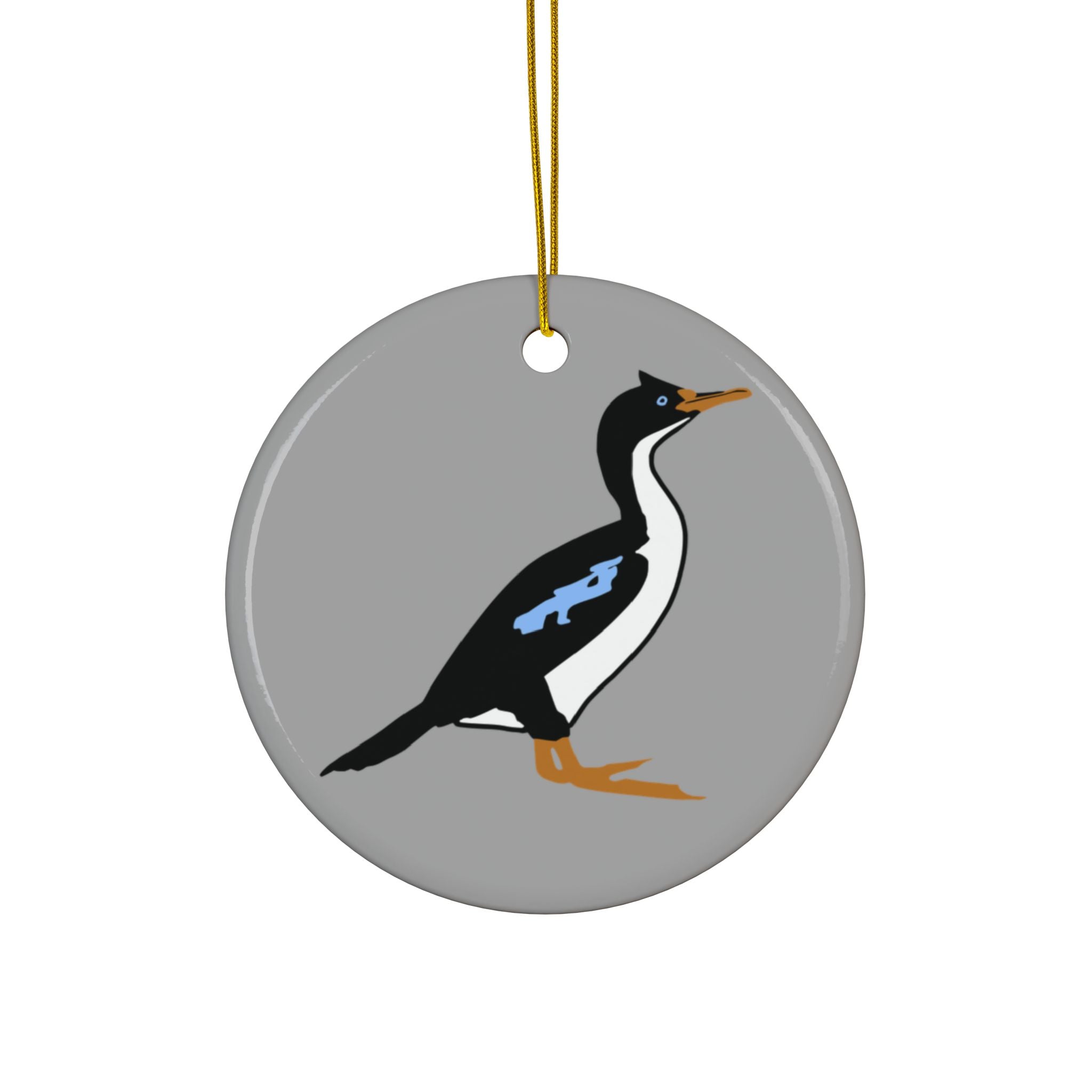 Ceramic Ornament — Double-Sided 'Rough Faced Shag' Bird Holiday Decoration