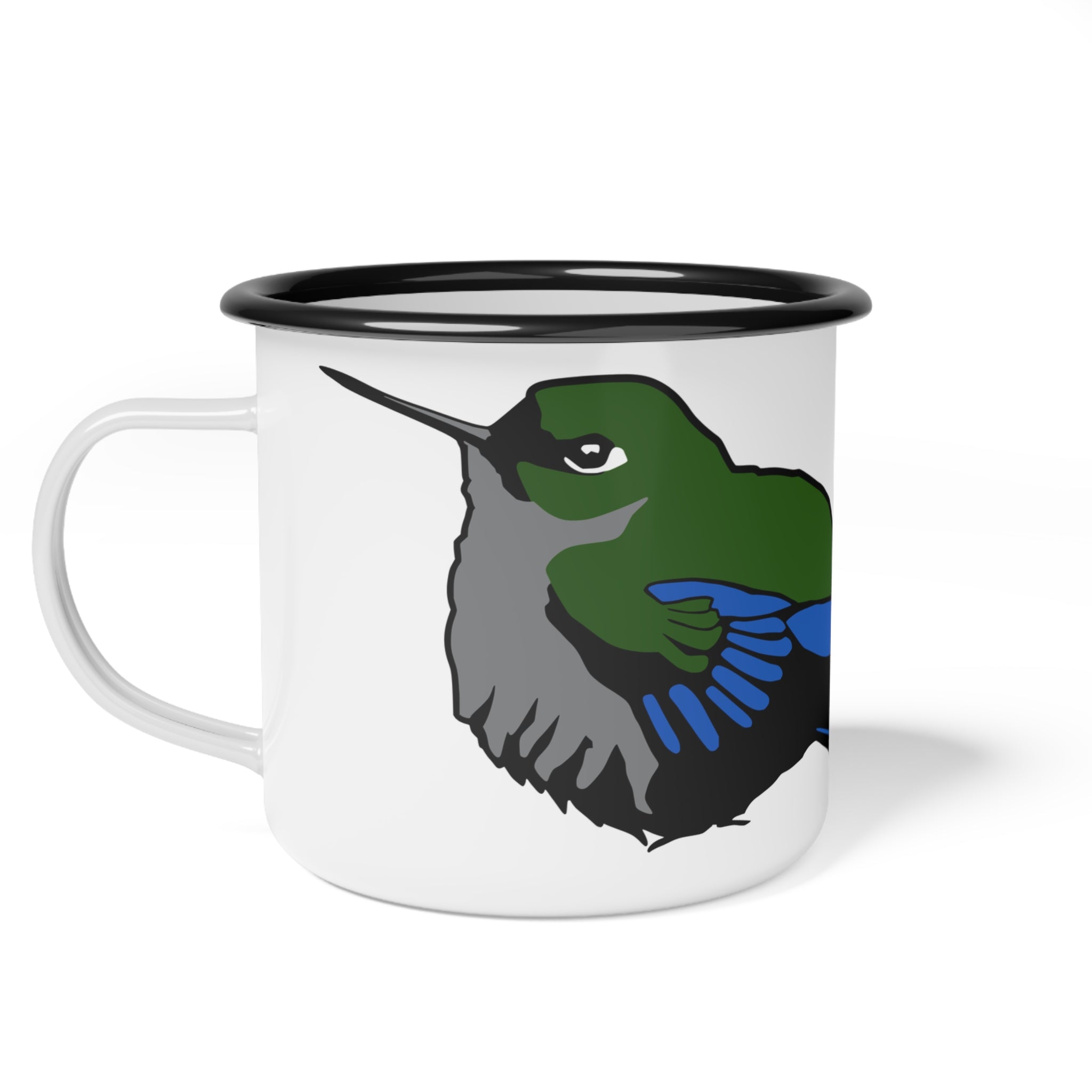 Hummingbird Enamel Camp Cup — "Hoary Puffleg" Nature Travel Mug