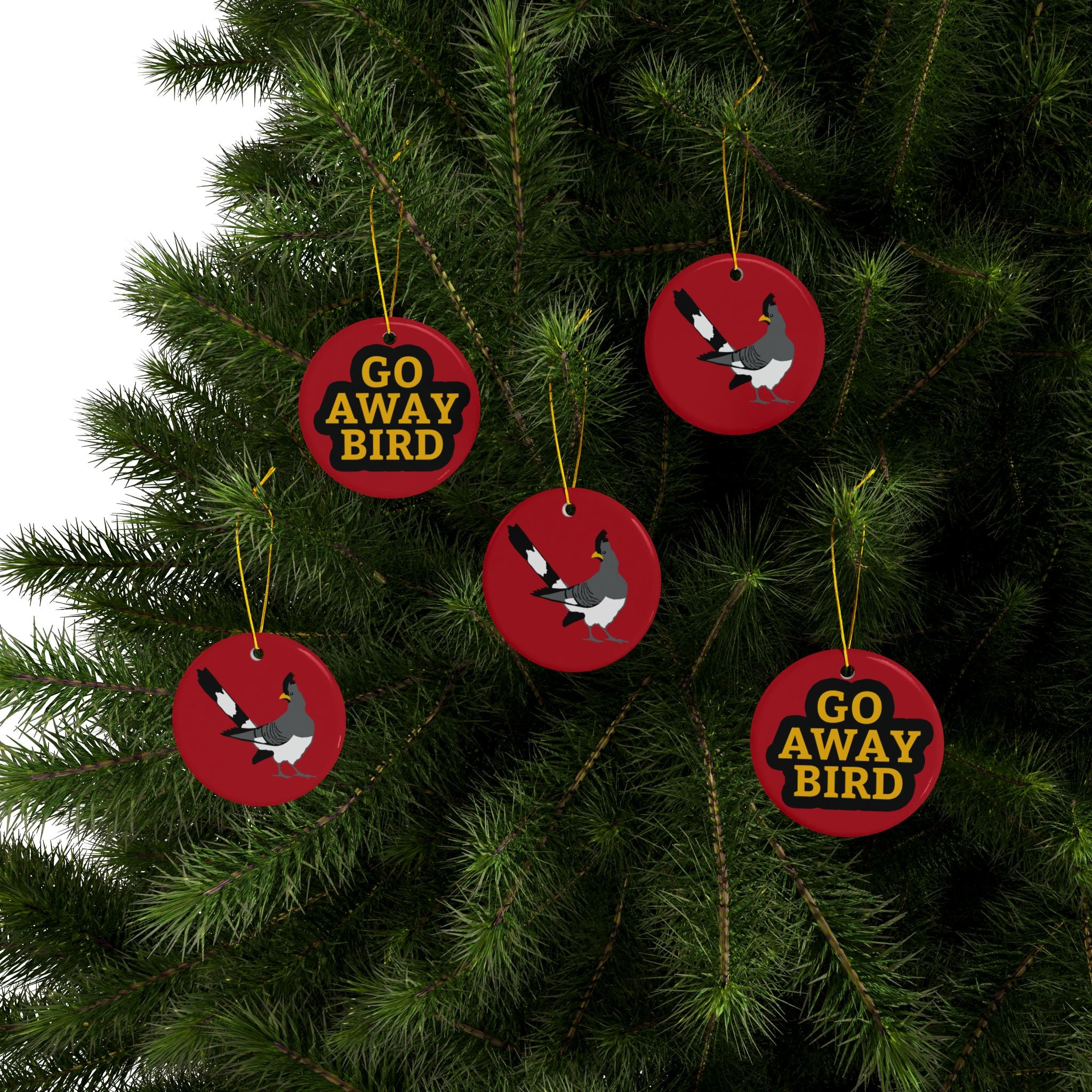 Ceramic Ornament — 'Go Away Bird' Double-Sided Holiday Ornament